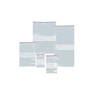 Sachet  PE  Plastibag  transparent  avec bandes blanches  150 mm x 180 mm