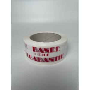 Adhésif PP imprimé 50mm x 100ml  "Bande de garantie"  rouge/blanc